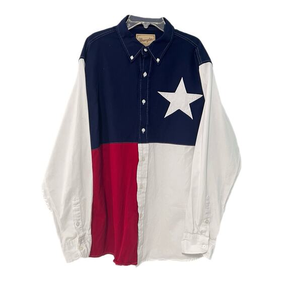 Wrangler Other - Wrangler Western Shirt Mens XL Texas Lone Star Flag Button Up 100% Cotton
